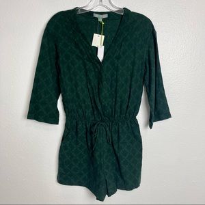 NWT Good Luck Gem Nordstrom Green Romper V Neck